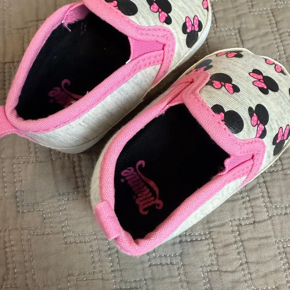 Minnie Mouse Slippers Shoes Sneakers Soft Sole 6-9 Months Baby Girl Disney